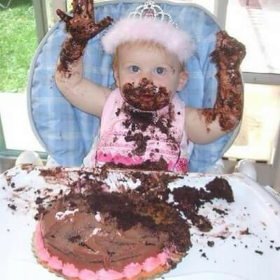 smashed birthday cake