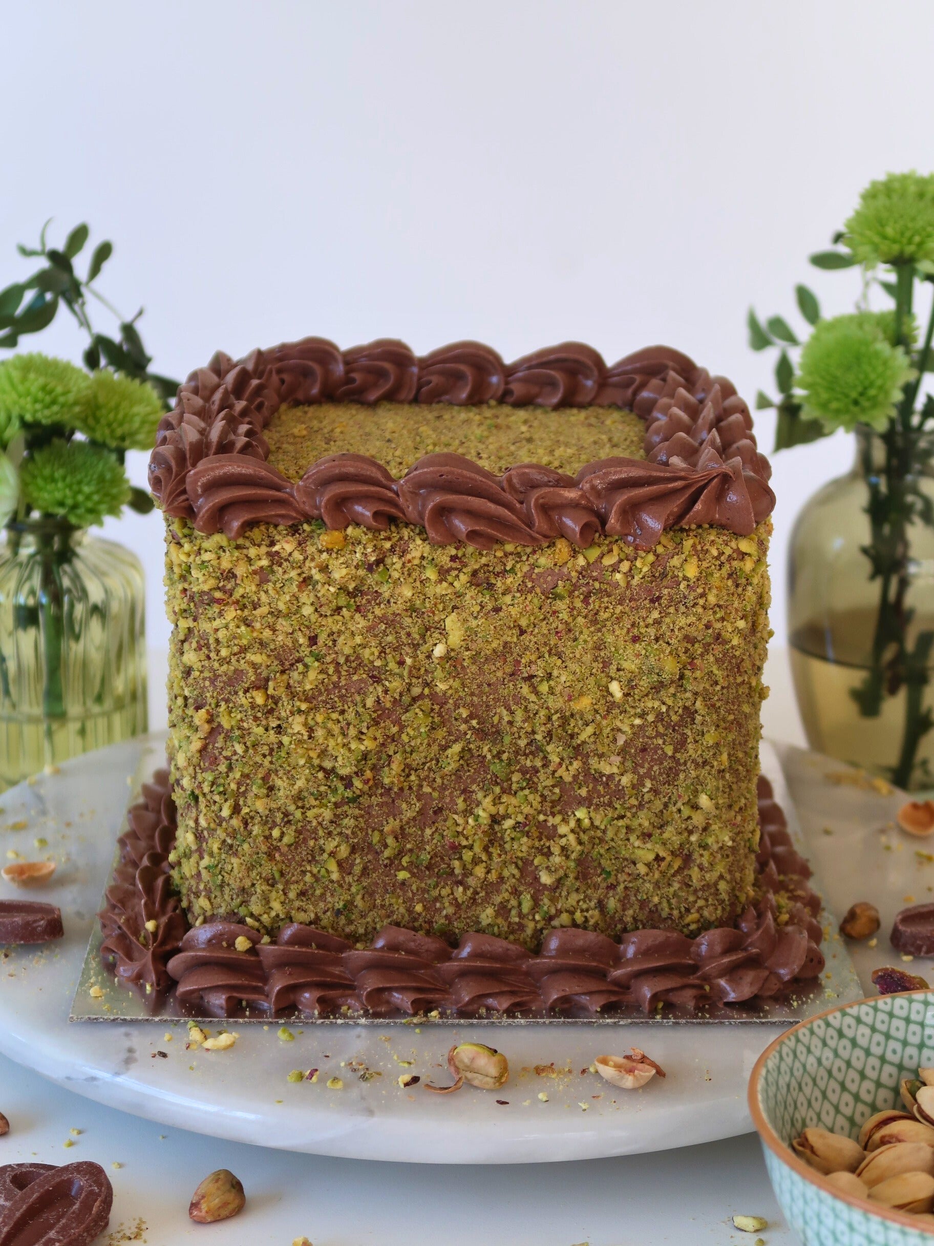 Chocolate Pistachio Cube Cake to order