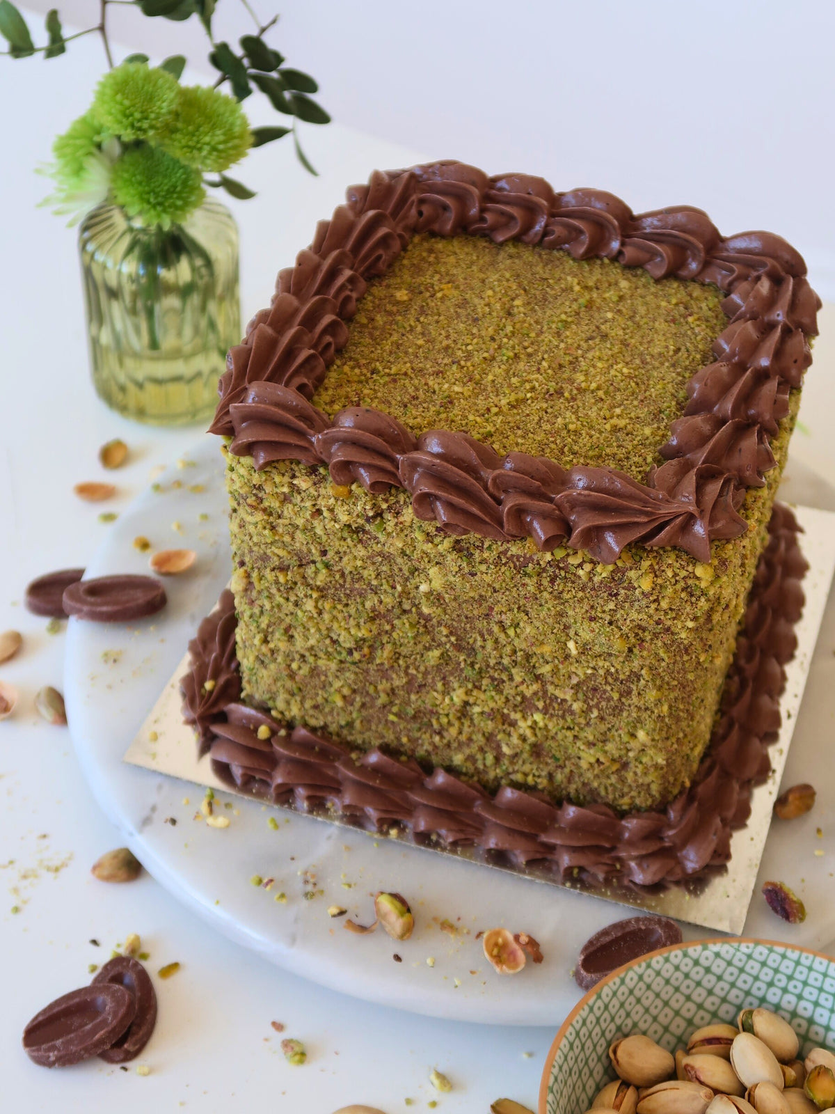 Chocolate Pistachio Cube Cake