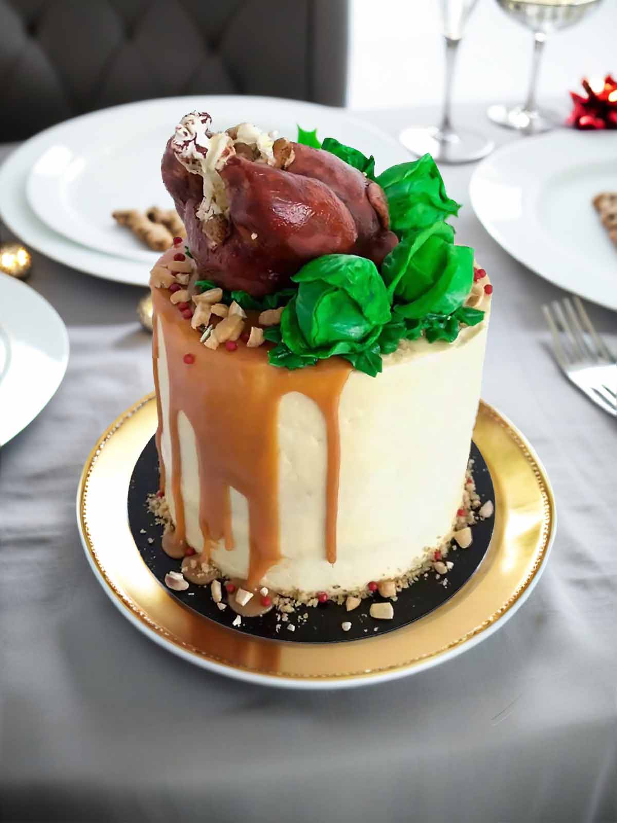 Christmas Dinner Themed Cake