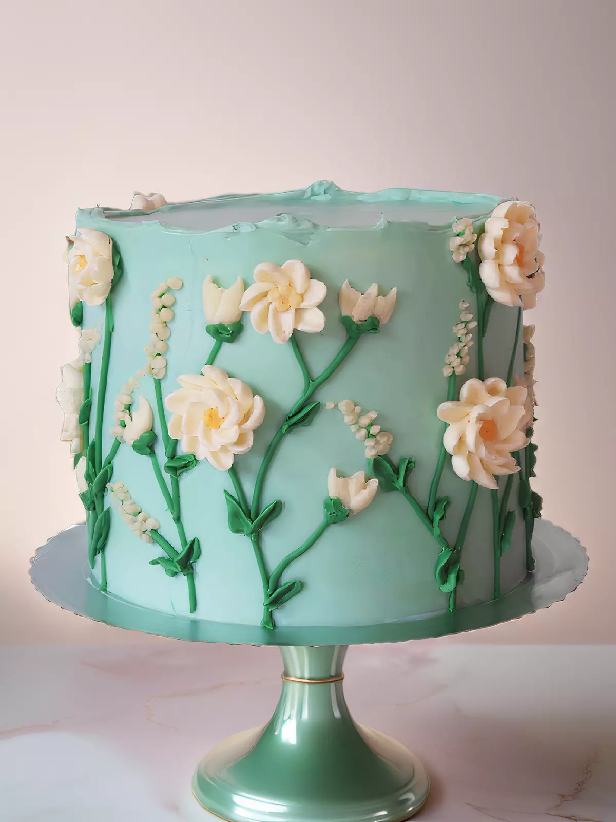 Custom Spring Buttercream Flowers Cake