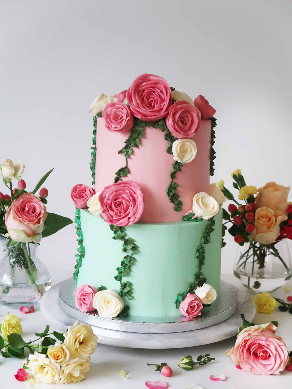 Midsummer Buttercream Flower Wedding Cake Delivery London Surrey