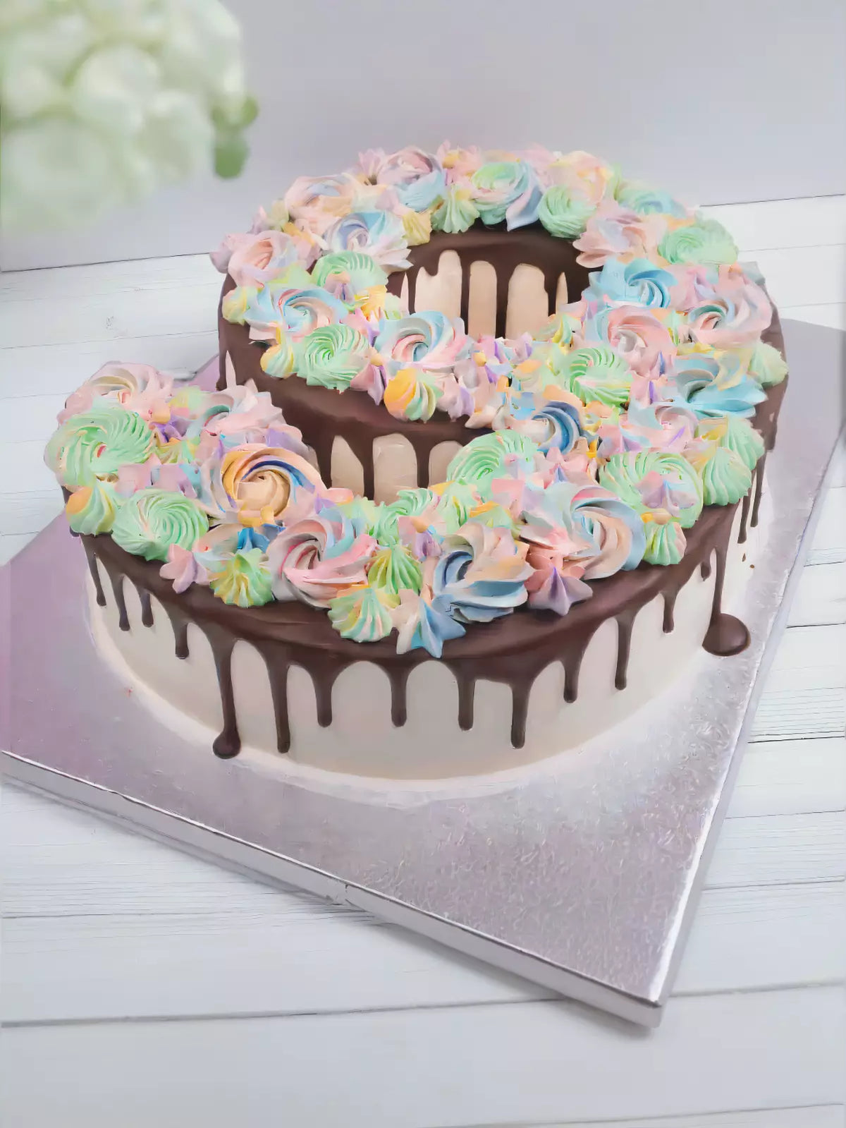 Pastel Swirl Number Cake