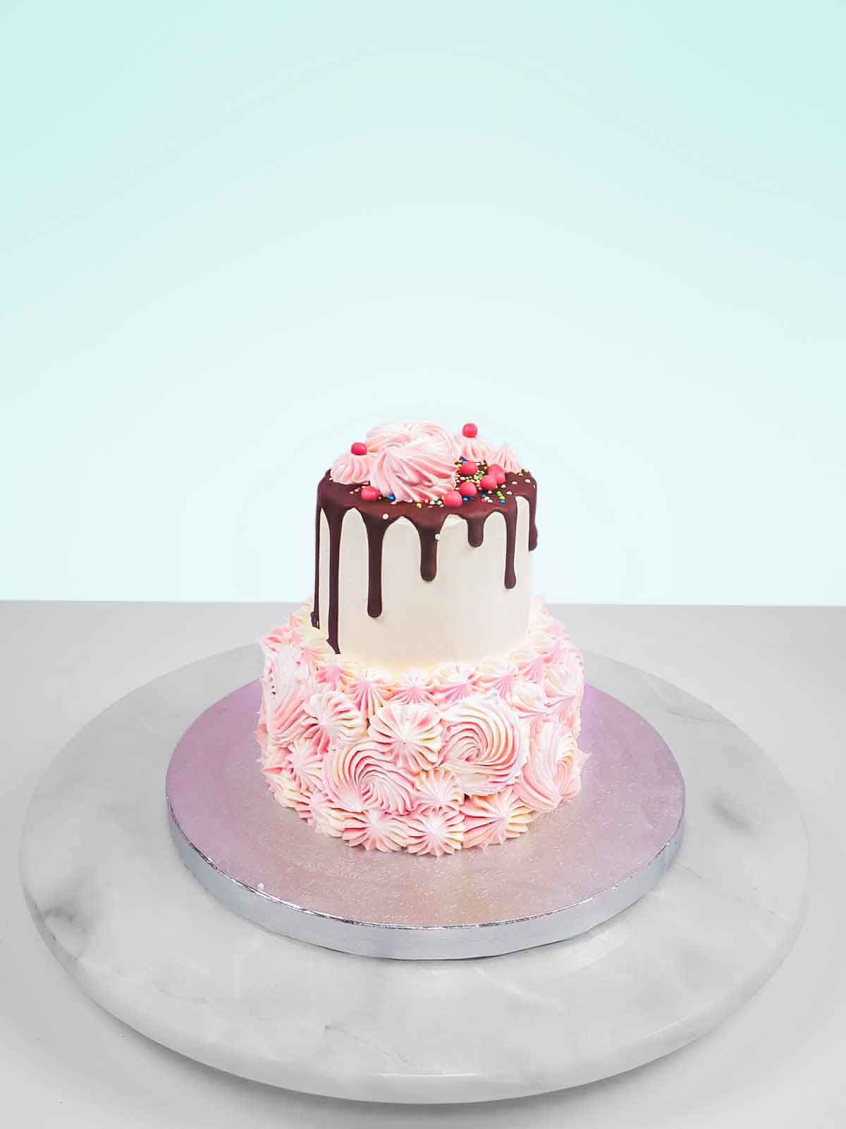 1St Birthday 2 Tier Cake | bakehoney.com