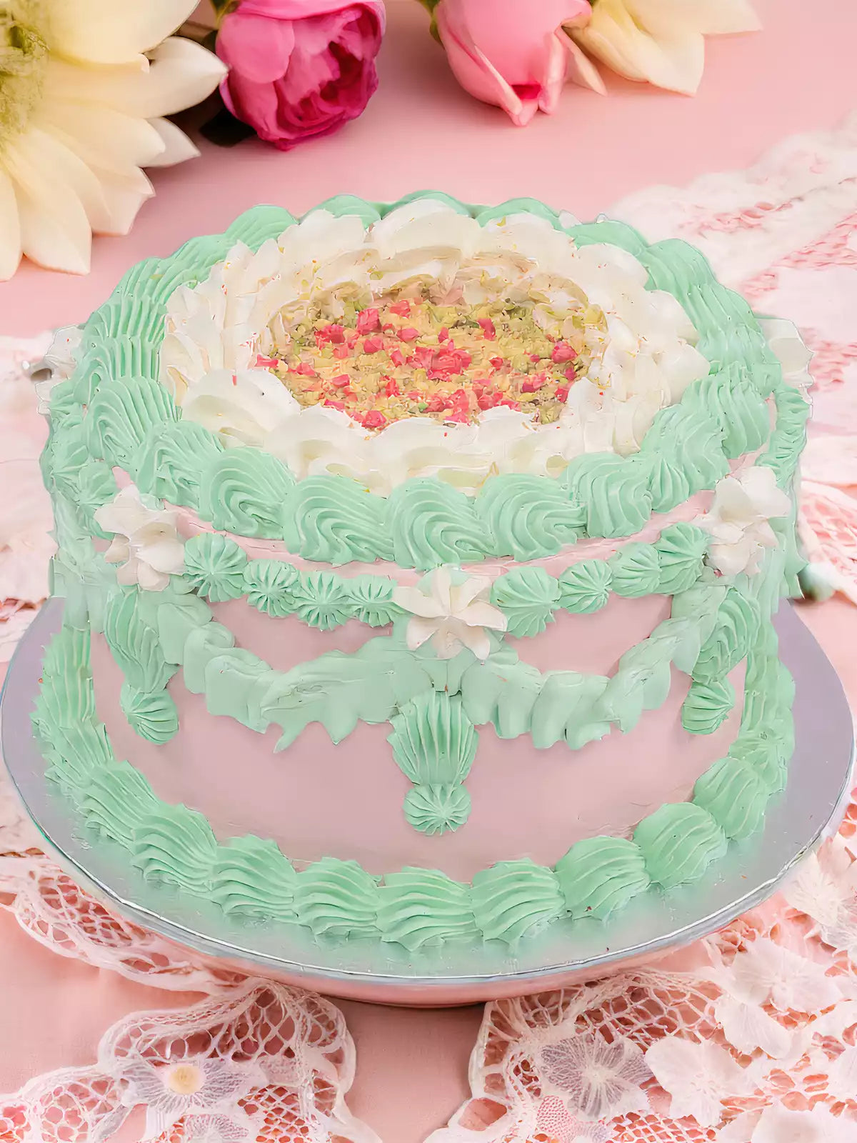 Pistachio Raspberry Cake Delivered