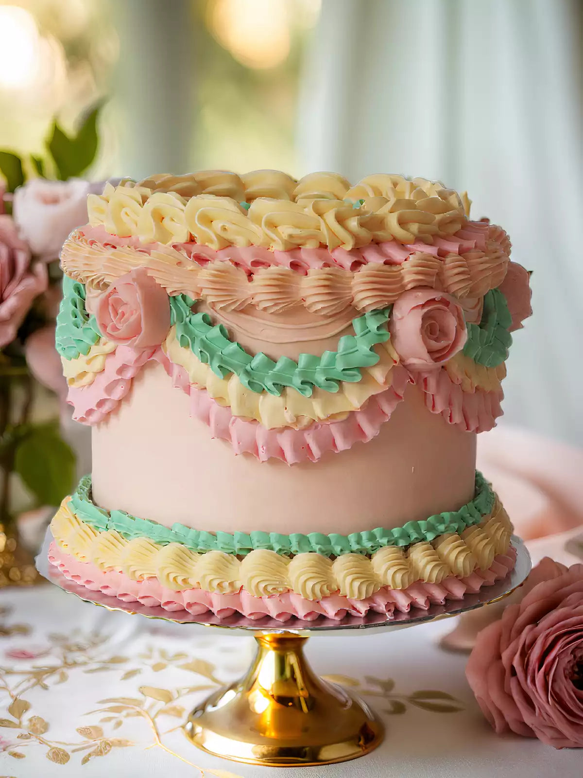 Ruffles and Roses Cake - London and Surrey