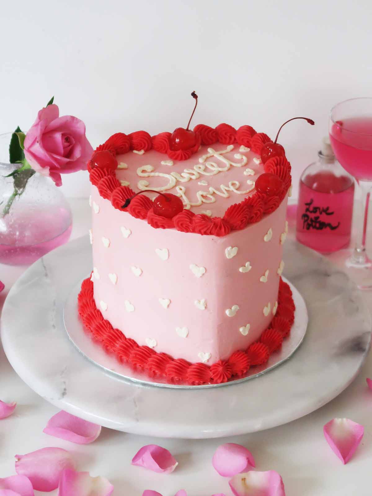 Sweet Love Heart Valentines Day Cake London Surrey